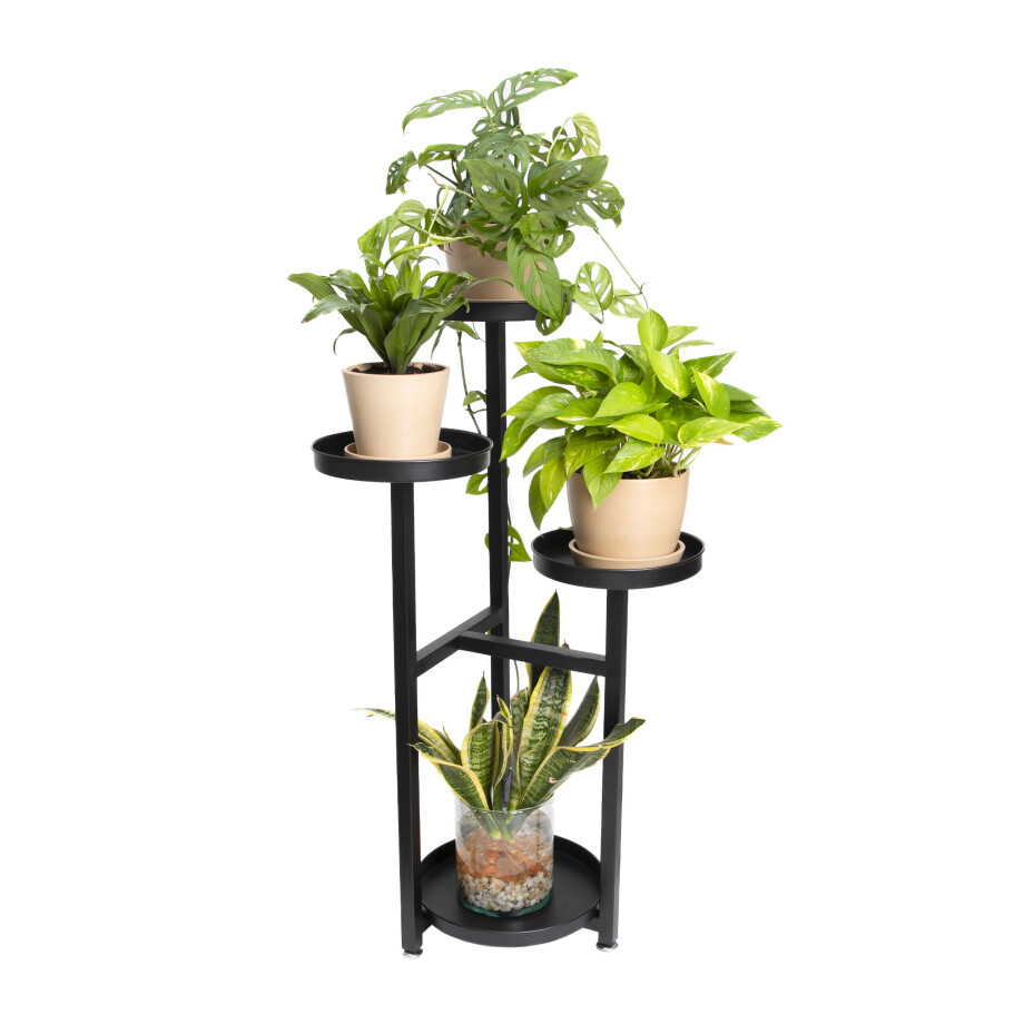 QUVIO Plantenstandaard - Voor 4 planten - Metaal - Zwart afbeelding 1