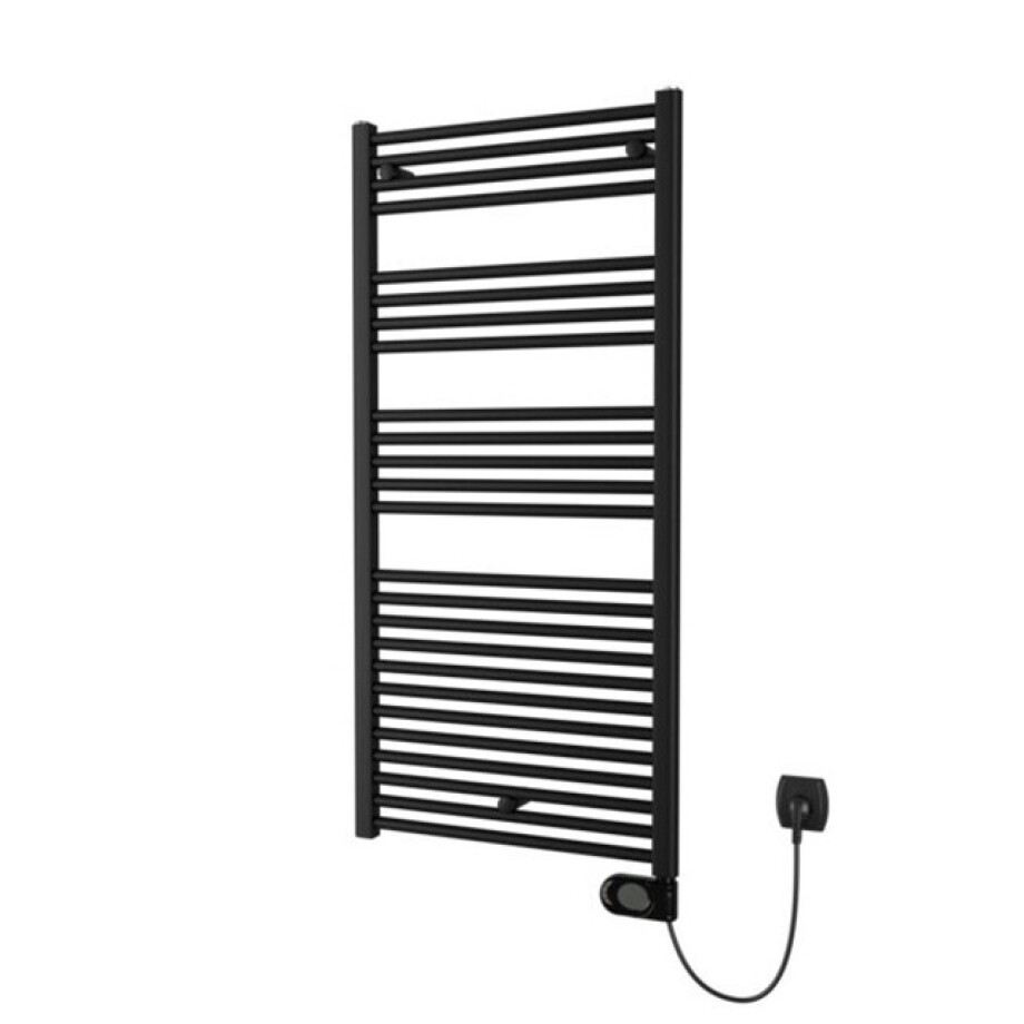 Plieger Elba Electrical Elektrische Designradiator - 126.2x50cm - met thermostaat - 500w - mat zwart 1550005 afbeelding 1