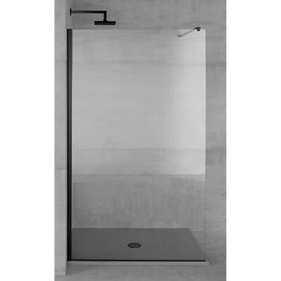 Plieger Panorama douchewand 6mm 48/50x200cm excl. muursteun incl. bevestiging zwart/helder PA1C6TN25019 afbeelding 1