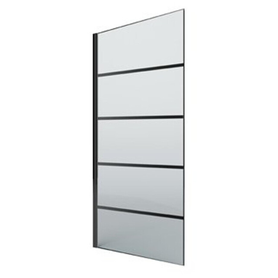 Plieger Panorama douchewand line motief 6mm 98/100x200cm zonder bevestiging excl. muursteun zwart/helder PA1C6PN21019 afbeelding 1