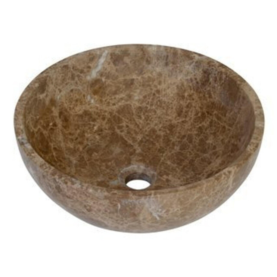 Plieger Round waskom - 38x38x13.6cm - marmer bruin washbasin 38 marble brown afbeelding 1