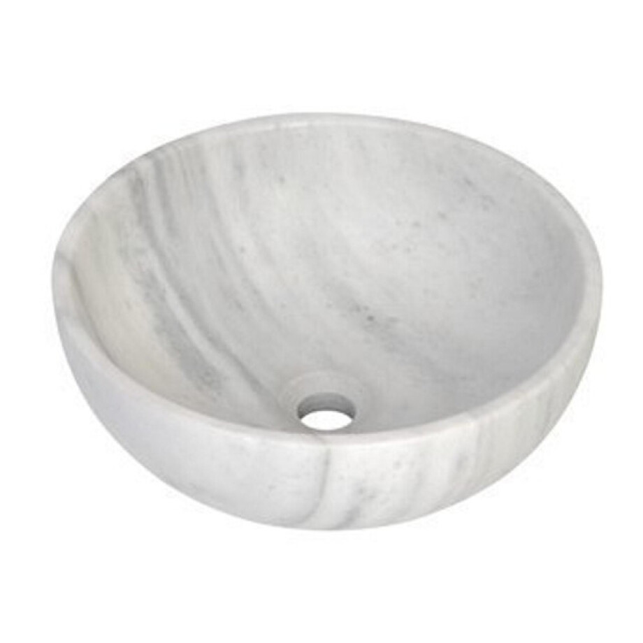 Plieger Round waskom - 38x38x13.6cm - marmer wit washbasin 38 marble white afbeelding 1