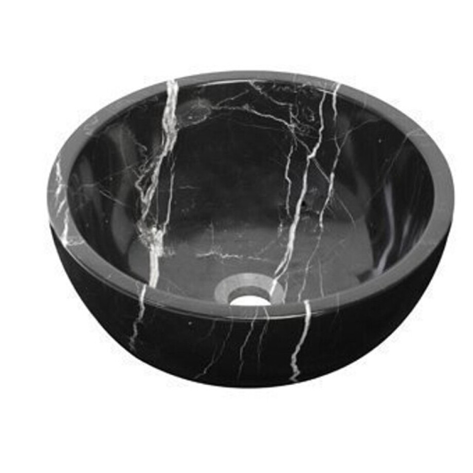 Plieger Round waskom - 38x38x13.6cm - marmer zwart washbasin 38 marble black afbeelding 1