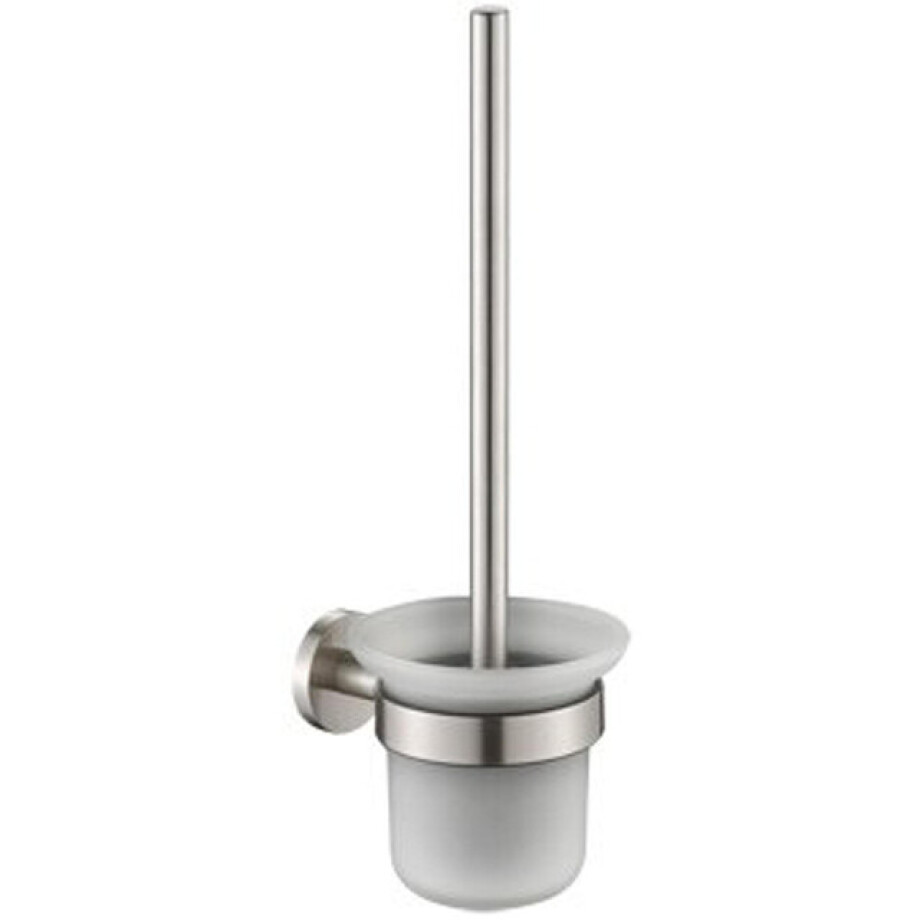 Plieger Vigo closetborstelgarnituur wandmodel m. glas RVS brushed 4784416 afbeelding 1