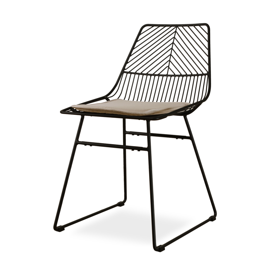 Pluck metalen draadstoel zwart - met zitkussen afbeelding 1