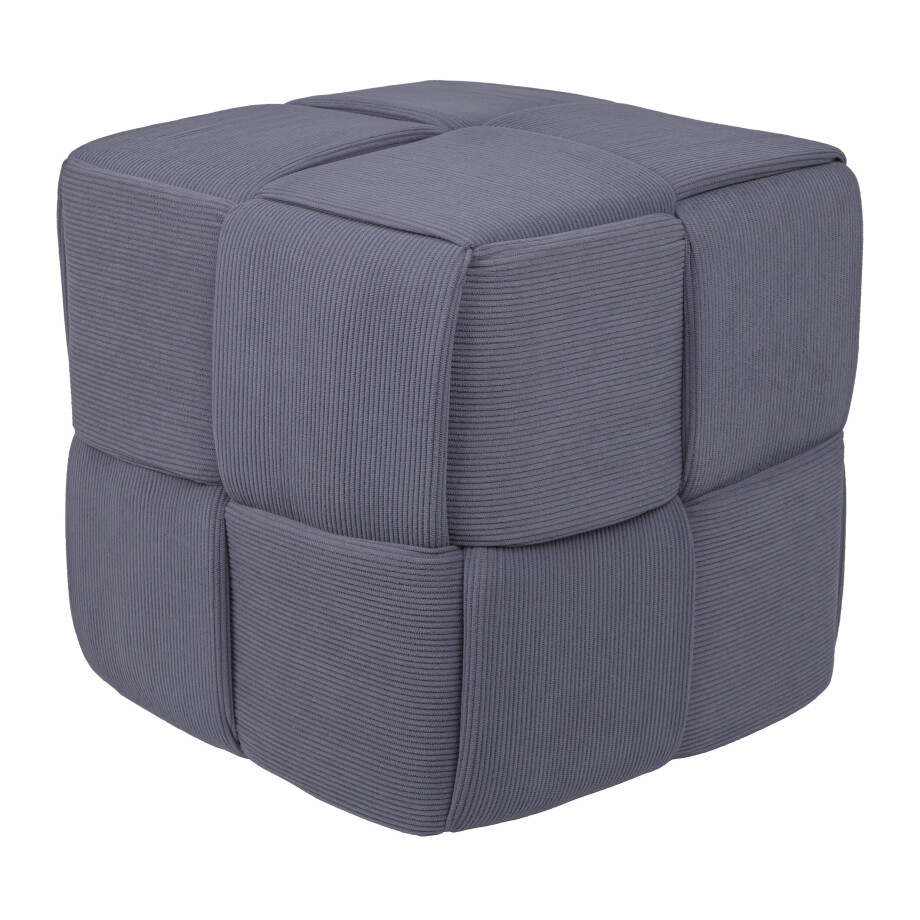 QUVIO Vierkante poef - Corduroy - 35x35 cm - Grijs afbeelding 1
