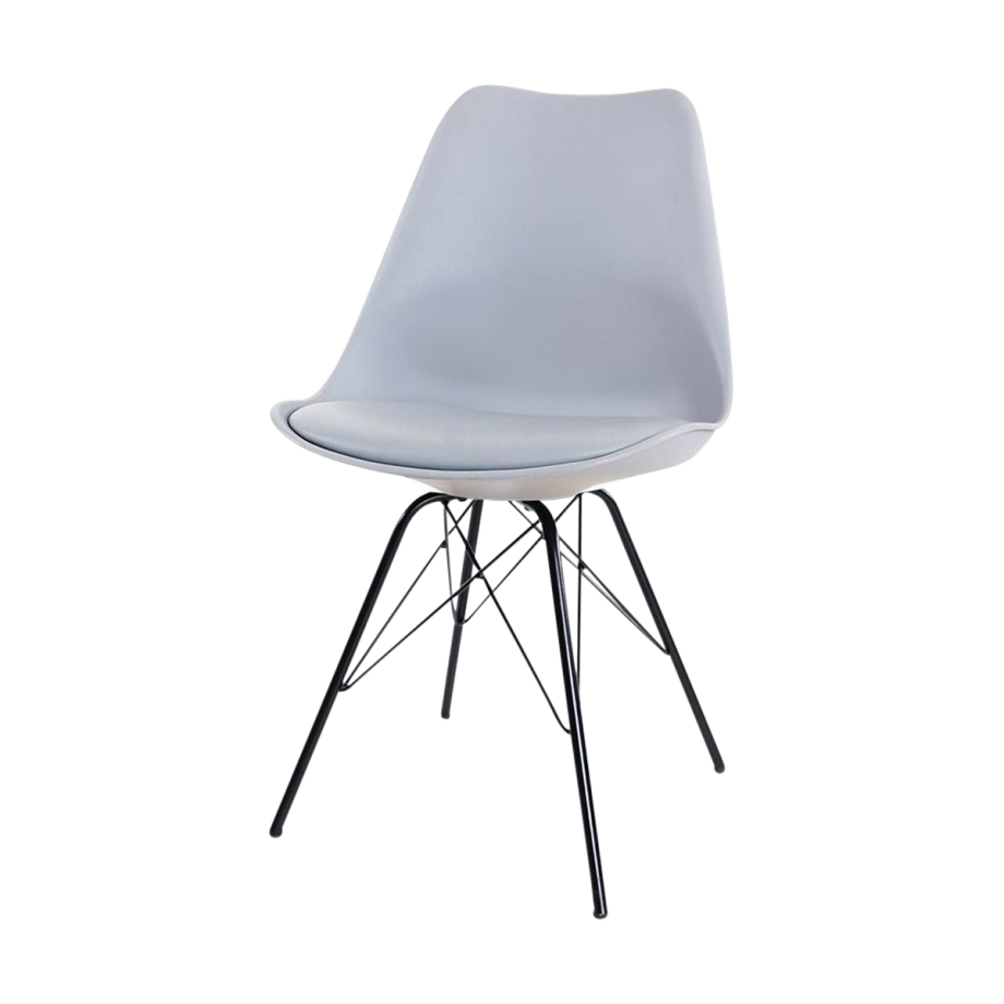 Poluga eetkamerstoel lichtgrijs - zwart onderstel Poluga eetkamerstoel lichtgrijs - zwart onderstel afbeelding 1