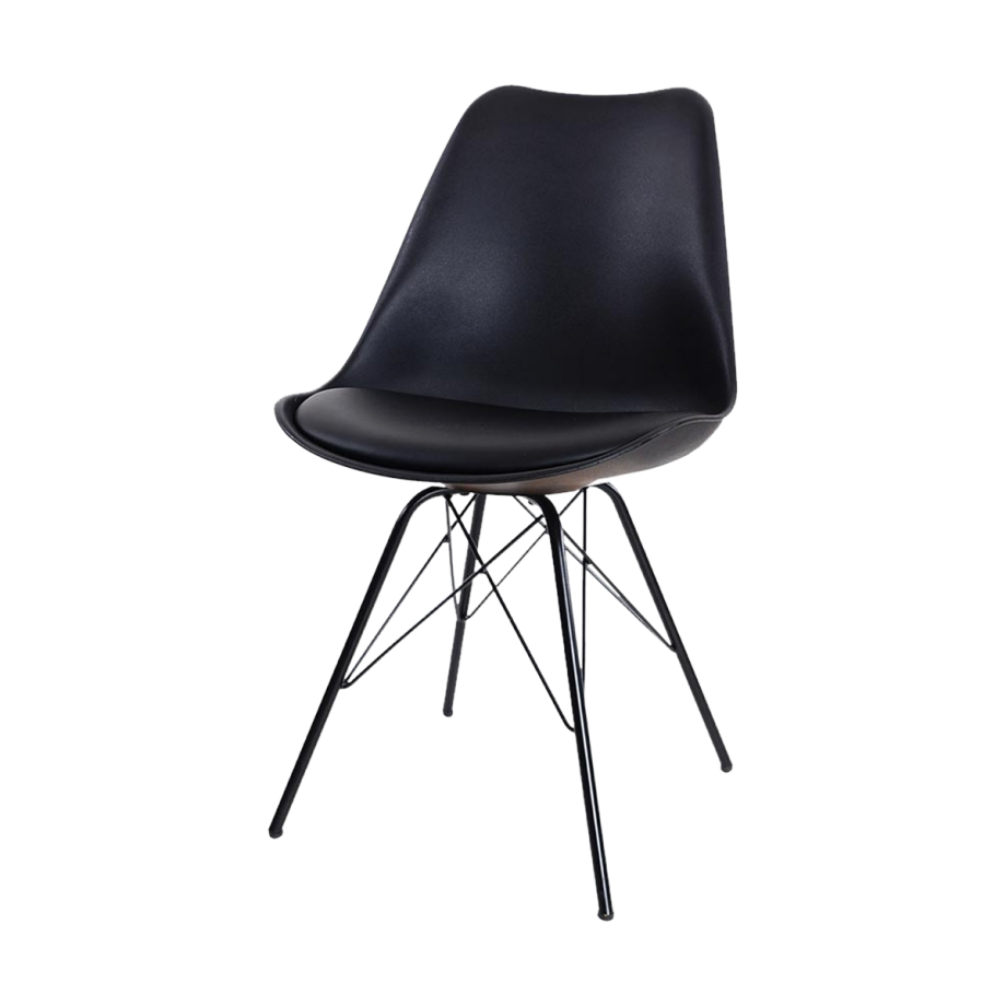 Poluga eetkamerstoel zwart - zwart onderstel afbeelding 1