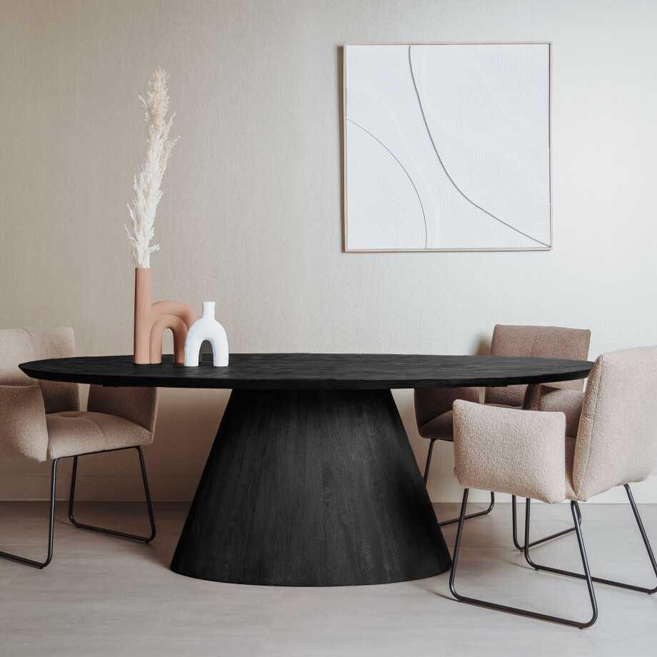 Tower Living Ovale Eettafel 'Premana' Mangohout, 260 x 120cm, kleur Zwart Tower Living Ovale Eettafel 'Premana' Mangohout, 260 x 120cm, kleur Zwart afbeelding 1