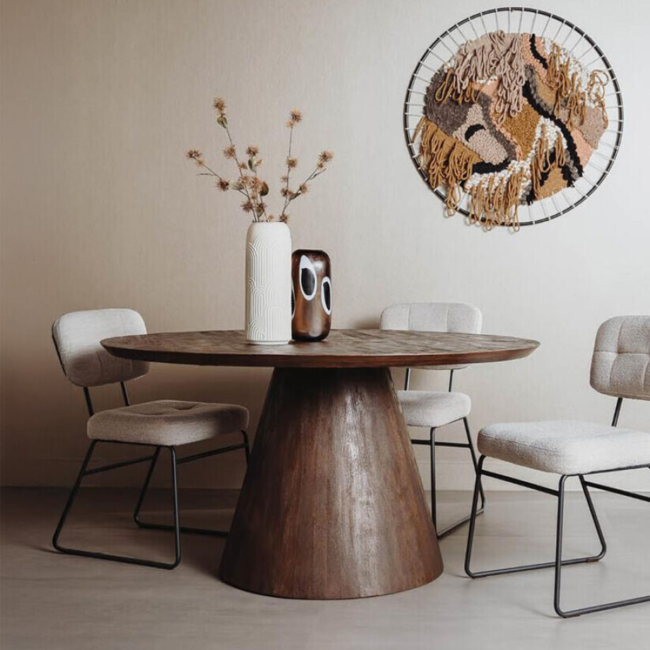Tower Living Ronde Eettafel 'Premana' Mangohout, 130cm, kleur Bruin Tower Living Ronde Eettafel 'Premana' Mangohout, 130cm, kleur Bruin afbeelding 1