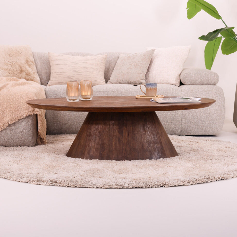 Tower Living Ovale Salontafel 'Premana' Mangohout, 135 x 75cm, kleur Bruin afbeelding 1