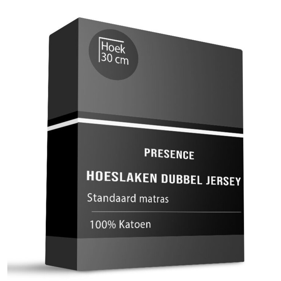 Hoeslaken - Katoen Dubbel Jersey - Zwart - 160x200cm - Zwart - Presence - Dekbed-Discounter.nl afbeelding 