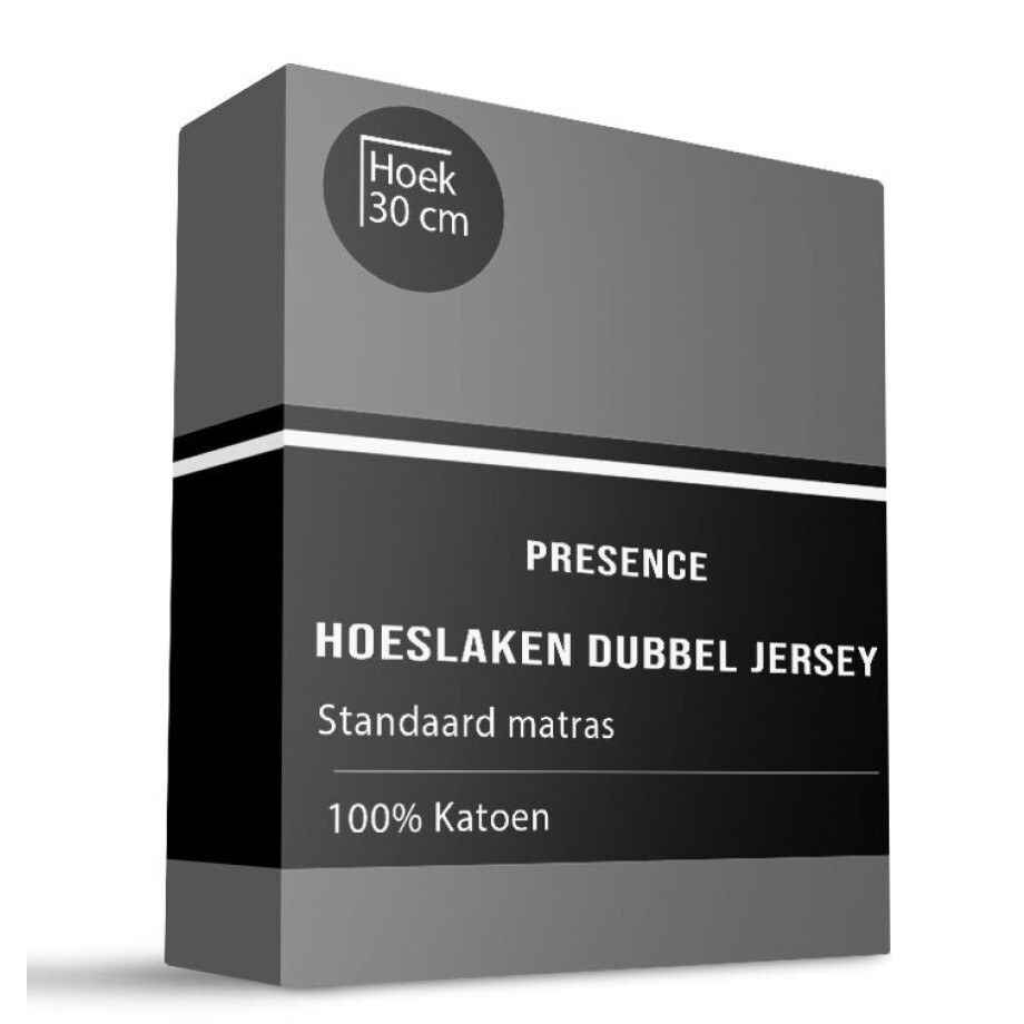 Hoeslaken - Katoen Dubbel Jersey - Antraciet - 140x200cm - Antraciet - Presence - Dekbed-Discounter.nl afbeelding 