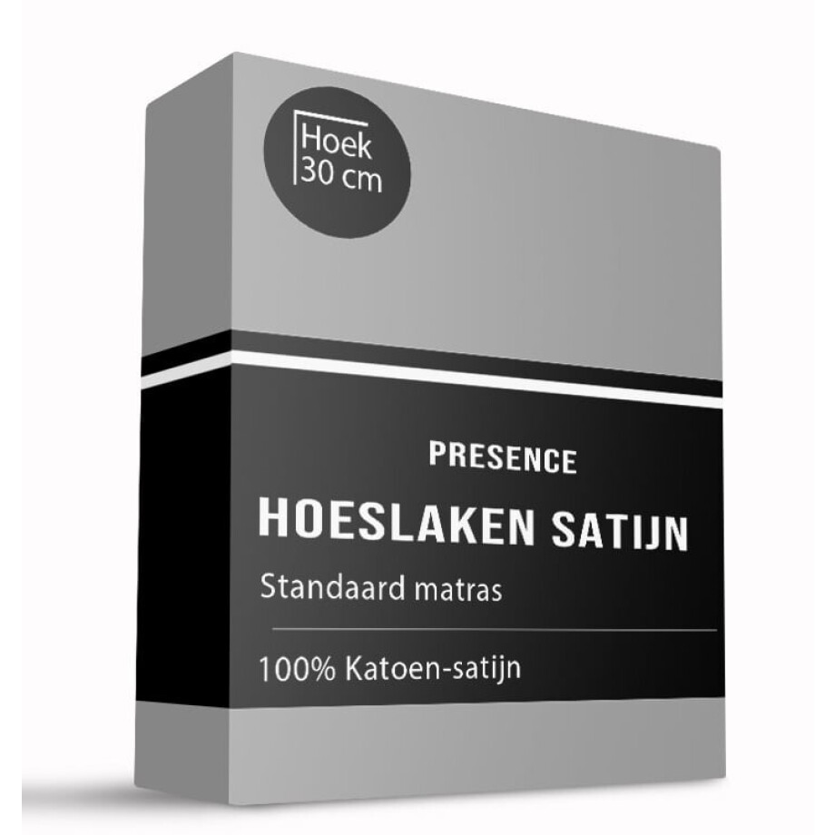 Hoeslaken - Katoen Satijn - 80x200cm - Zilver - Presence - Dekbed-Discounter.nl afbeelding 