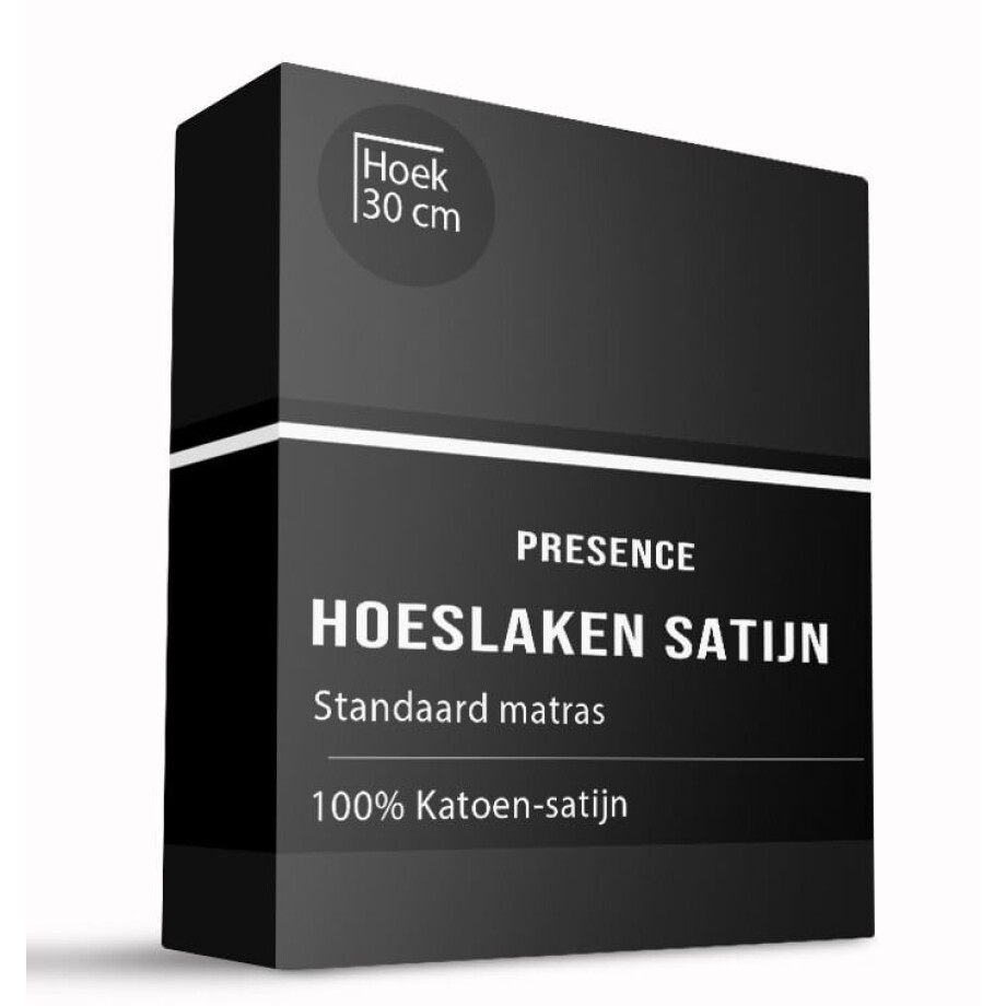 Hoeslaken - Katoen Satijn - 90x200cm - Zwart - Presence - Dekbed-Discounter.nl Hoeslaken - Katoen Satijn - 90x200cm - Zwart - Presence - Dekbed-Discounter.nl afbeelding