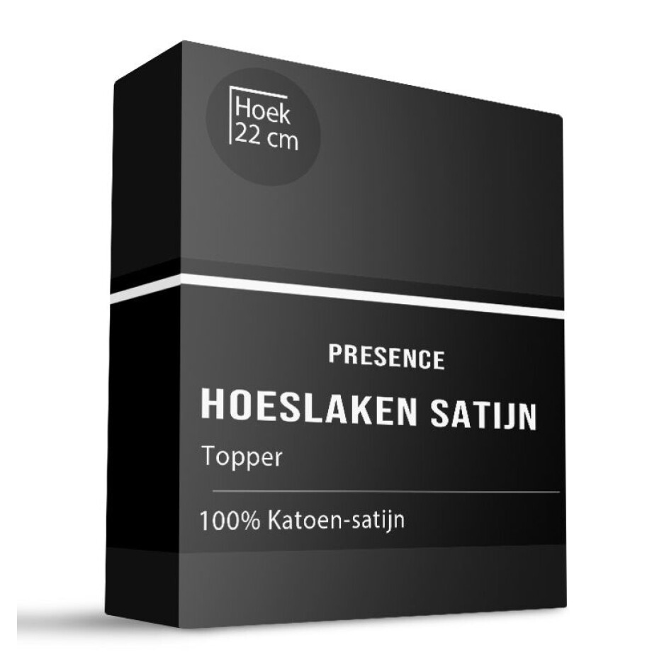 Topper Hoeslaken Katoen Satijn 90x210 Cm Zwart Ademend & Zacht Presence - Dekbed-Discounter.nl afbeelding 