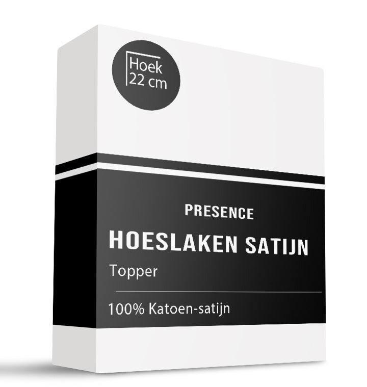 Topper Hoeslaken - Katoen Satijn - Wit - 90x210cm - Wit - Presence - Dekbed-Discounter.nl Topper Hoeslaken - Katoen Satijn - Wit - 90x210cm - Wit - Presence - Dekbed-Discounter.nl afbeelding