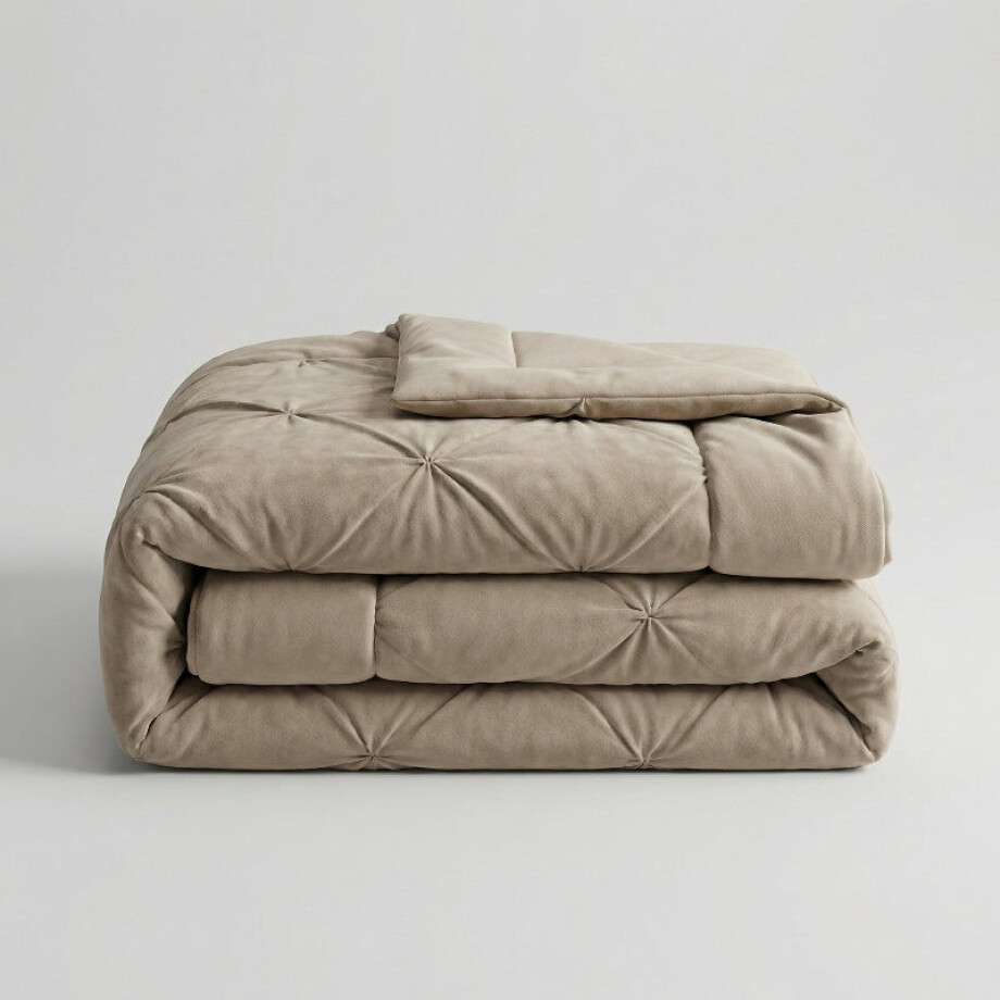 1+1 Gratis Wasbaar Easy Dekbed Zonder Overtrek - Diamond Pintuck - Licht Taupe - Dekbed-Discounter.nl afbeelding 