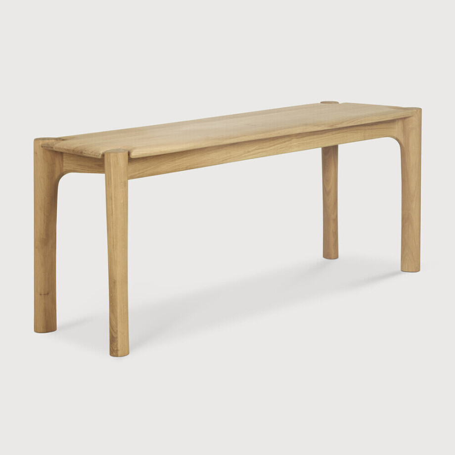 Ethnicraft Eetkamerbank 'PI' Geolied Eikenhout, 126cm, kleur Naturel afbeelding 1