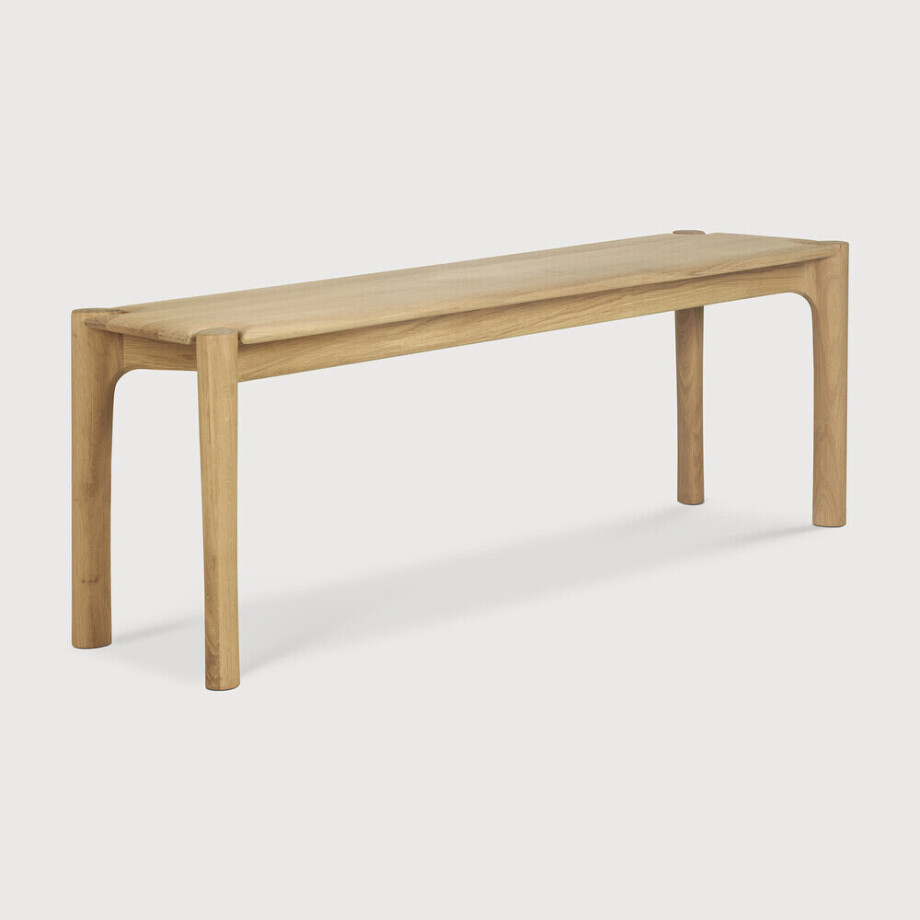 Ethnicraft Eetkamerbank 'PI' Geolied Eikenhout, 146cm, kleur Naturel afbeelding 1