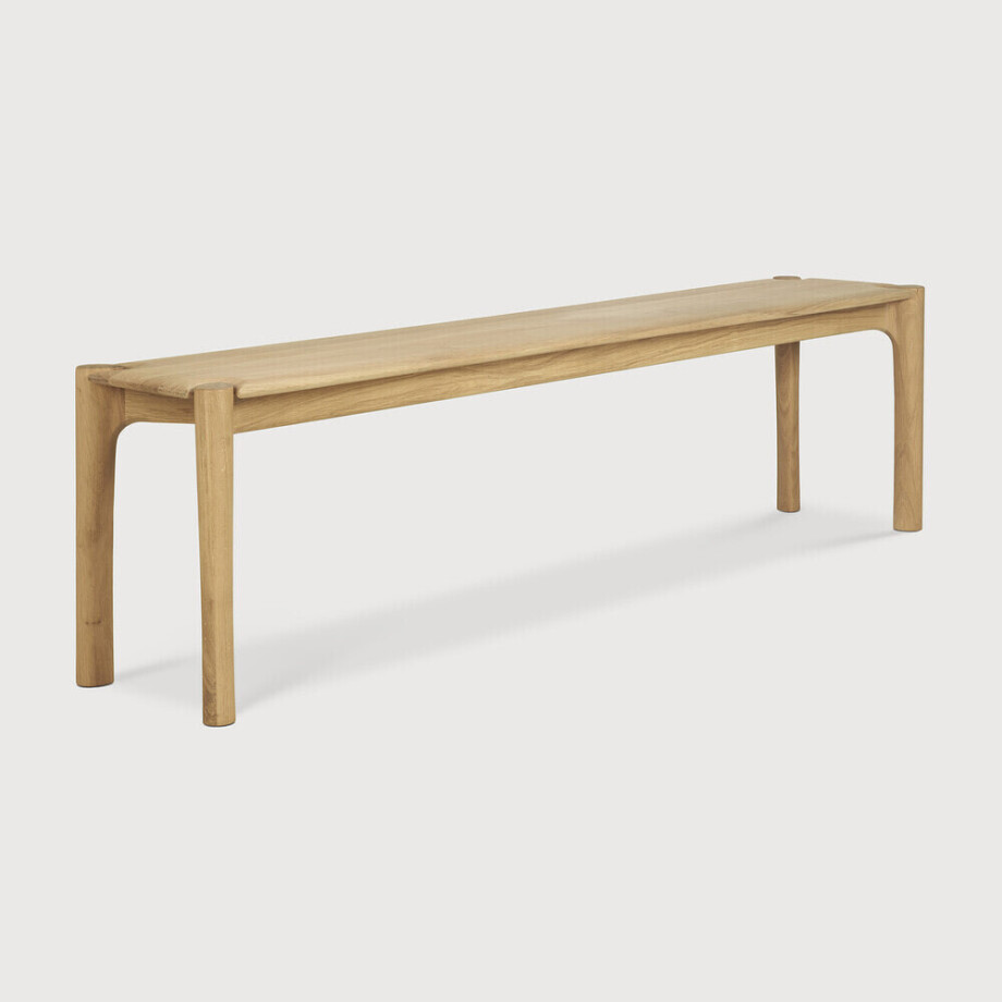Ethnicraft Eetkamerbank 'PI' Geolied Eikenhout, 186cm, kleur Naturel afbeelding 1