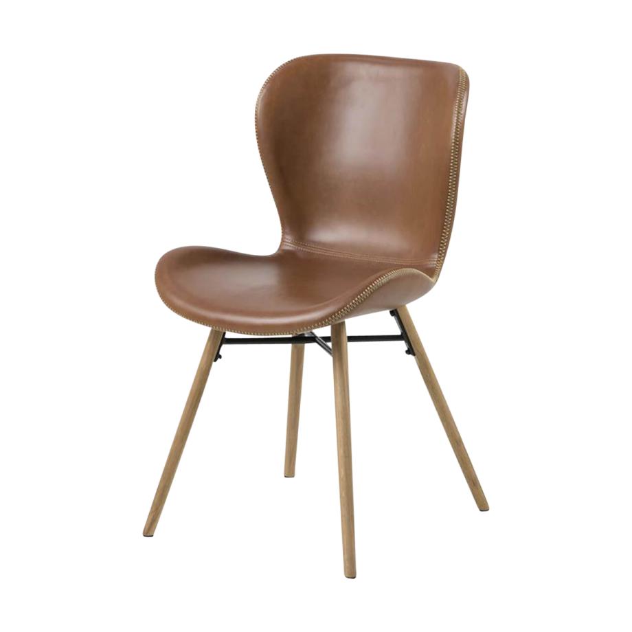 Fem eetkamerstoel kunstleer cognac Fem eetkamerstoel kunstleer cognac afbeelding 1