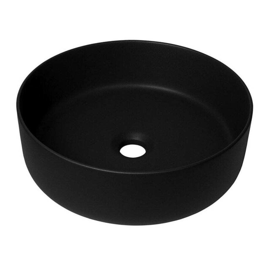 QeramiQ Dely waskom - 36x36x12cm - zonder overloop - rond - keramiek - mat zwart SW1244988 QeramiQ Dely waskom - 36x36x12cm - zonder overloop - rond - keramiek - mat zwart SW1244988 afbeelding 1