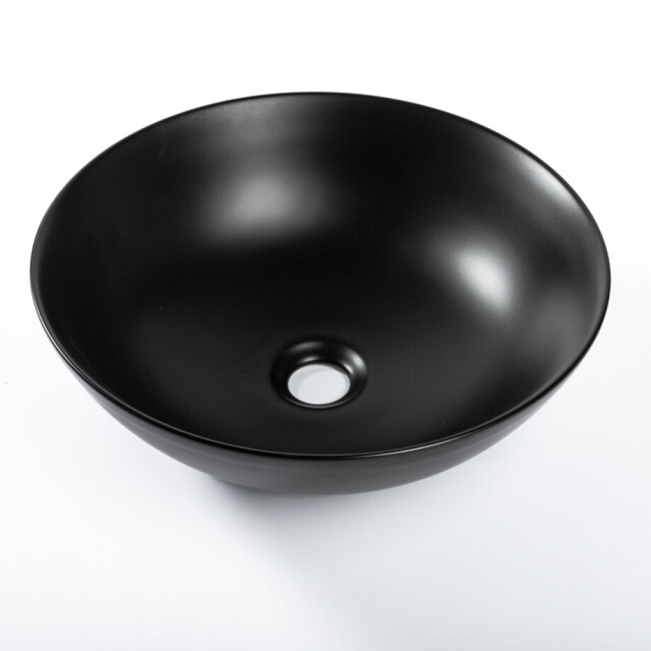 QeramiQ Dely Waskom - 40x15cm - keramiek - rond - mat zwart SW1102405 QeramiQ Dely Waskom - 40x15cm - keramiek - rond - mat zwart SW1102405 afbeelding 1
