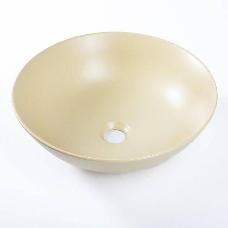 QeramiQ Dely Waskom - 40x40x15cm - rond - keramiek - beige QeramiQ Dely Waskom - 40x40x15cm - rond - keramiek - beige afbeelding 1