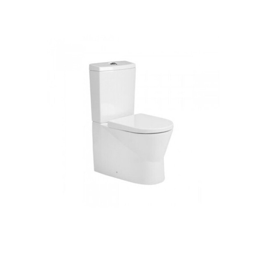 QeramiQ Urby staand toilet - 60.2x35.9x83.7cm - spoelrandloos - zitting - reservoir - wit 140051 + 140171LM + 24031 afbeelding 1