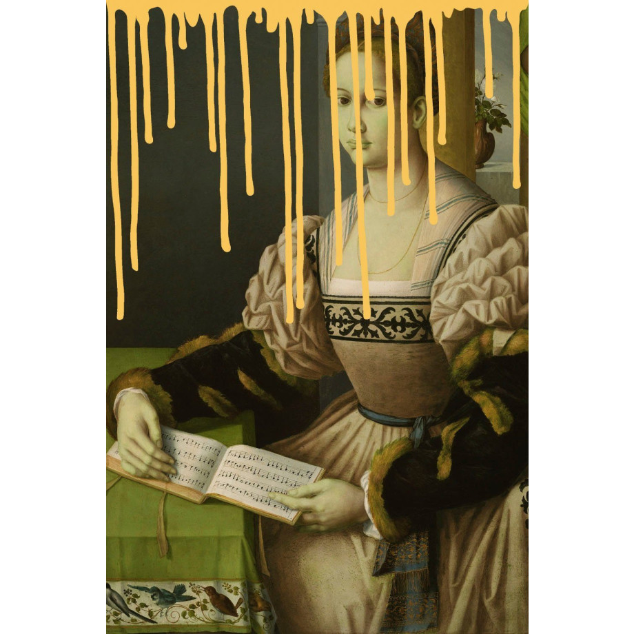 queence Artprint op acrylglas Vrouw met boek afbeelding 1