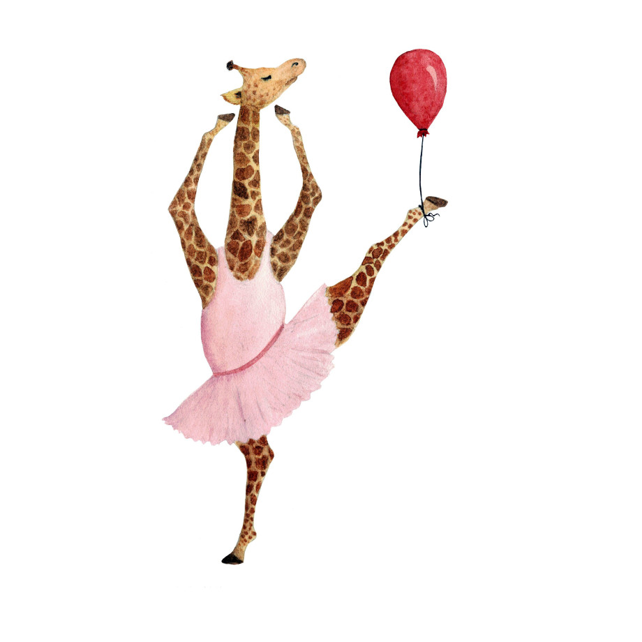 queence Artprint op linnen Ballerina's giraf Premium canvasstof, handgemaakt in Duitsland, kindermotief afbeelding 1