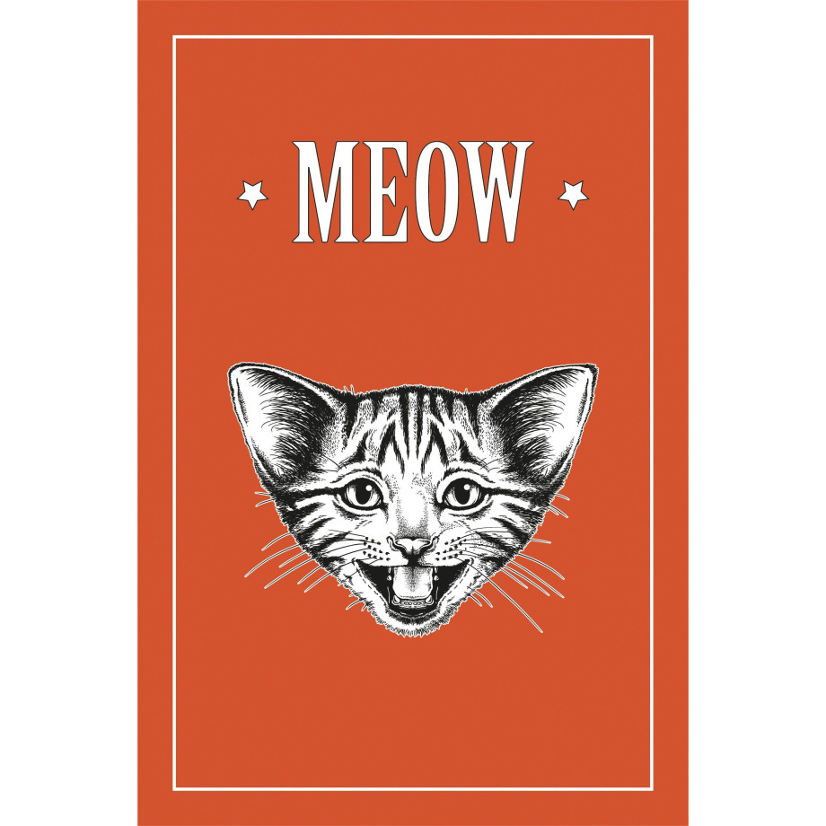 queence Artprint op linnen Kat MEOW afbeelding 1