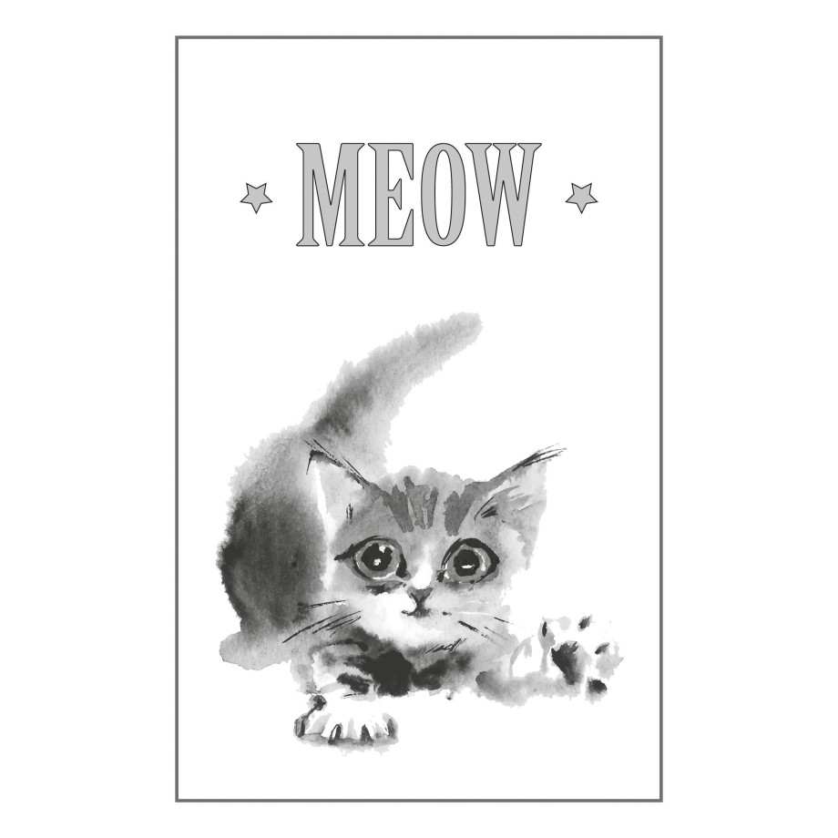 queence Artprint op linnen Kat MEOW Premium canvasstof, handgemaakt in Duitsland afbeelding 1