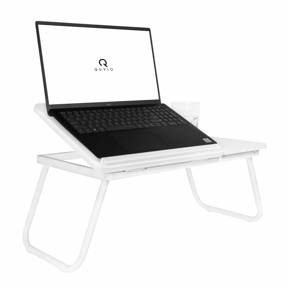 QUVIO Bedtafel met bekerhouder - Verstelbaar - Wit QUVIO Bedtafel met bekerhouder - Verstelbaar - Wit afbeelding 1