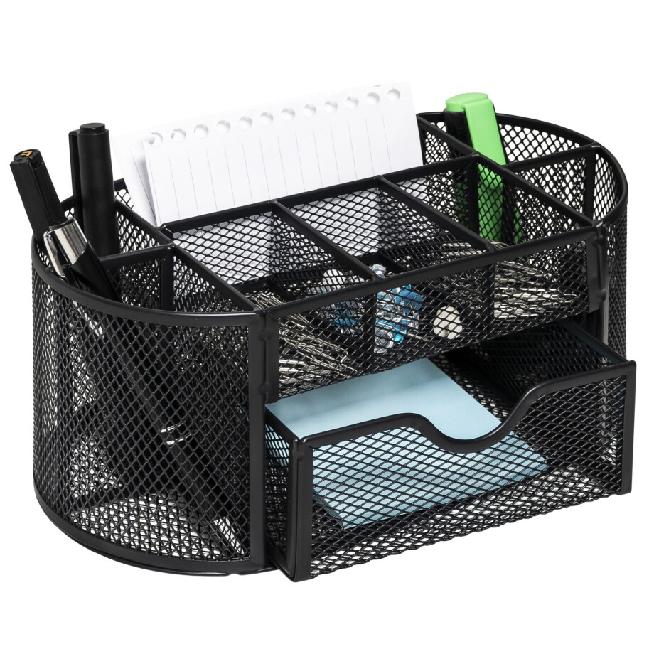 QUVIO Bureau organizer - 8 vakken + 1 lade - Draadstaal QUVIO Bureau organizer - 8 vakken + 1 lade - Draadstaal afbeelding 1
