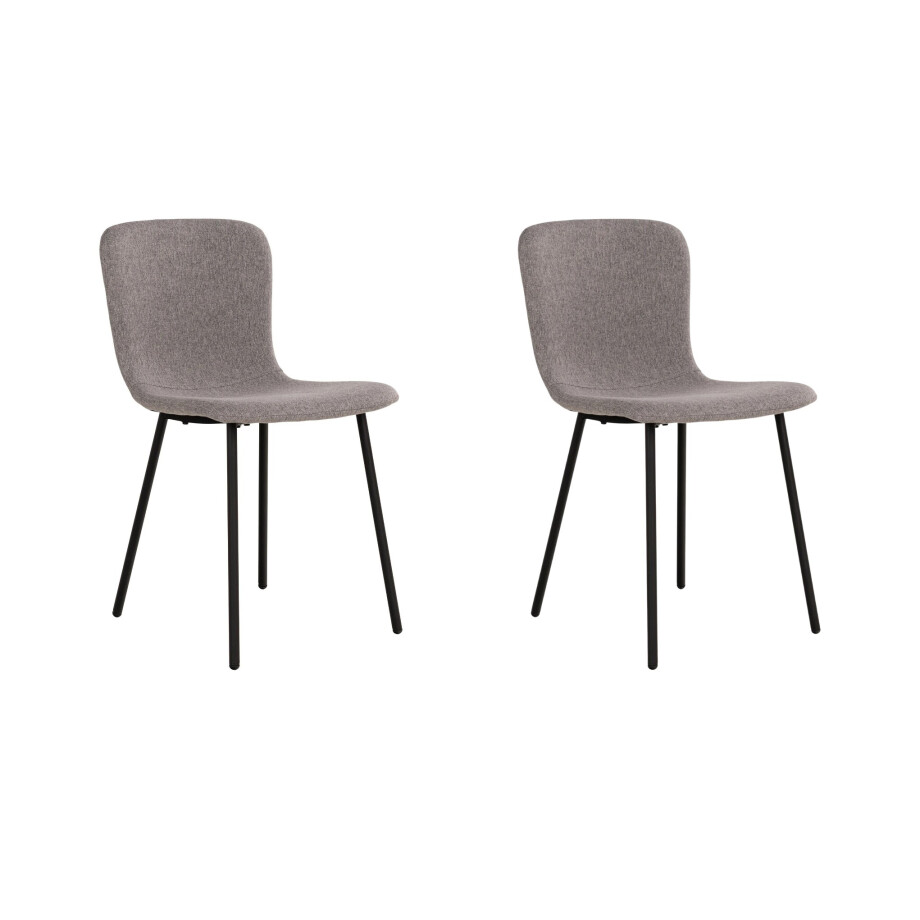 QUVIO Eetkamerstoelen Logan - Polyester - Staal - Lichtgrijs - Set van 2 QUVIO Eetkamerstoelen Logan - Polyester - Staal - Lichtgrijs - Set van 2 afbeelding 1