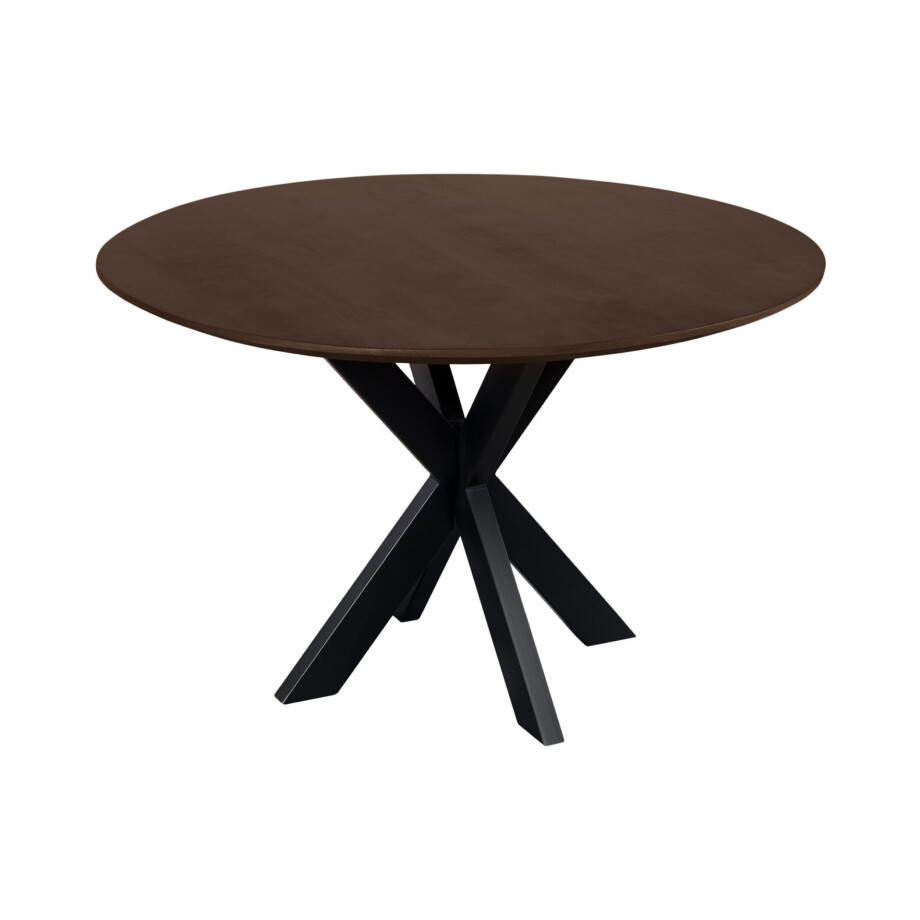 QUVIO Eettafel Sofia - Rond - Ø 120 cm - Stalen kruispoot - FSC® gecertificeerd mangohout - Bruin afbeelding 1