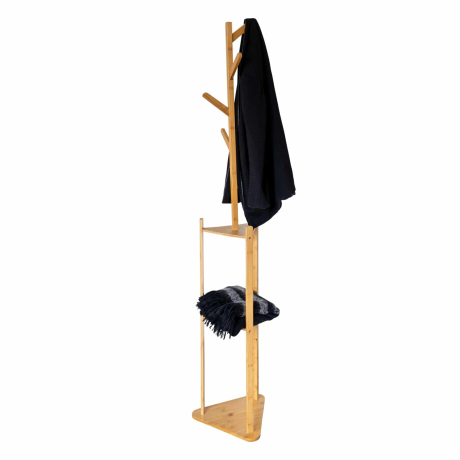 QUVIO Kapstok staand met legplanken - 32,5 x 32,5 x 179 cm QUVIO Kapstok staand met legplanken - 32,5 x 32,5 x 179 cm afbeelding 1