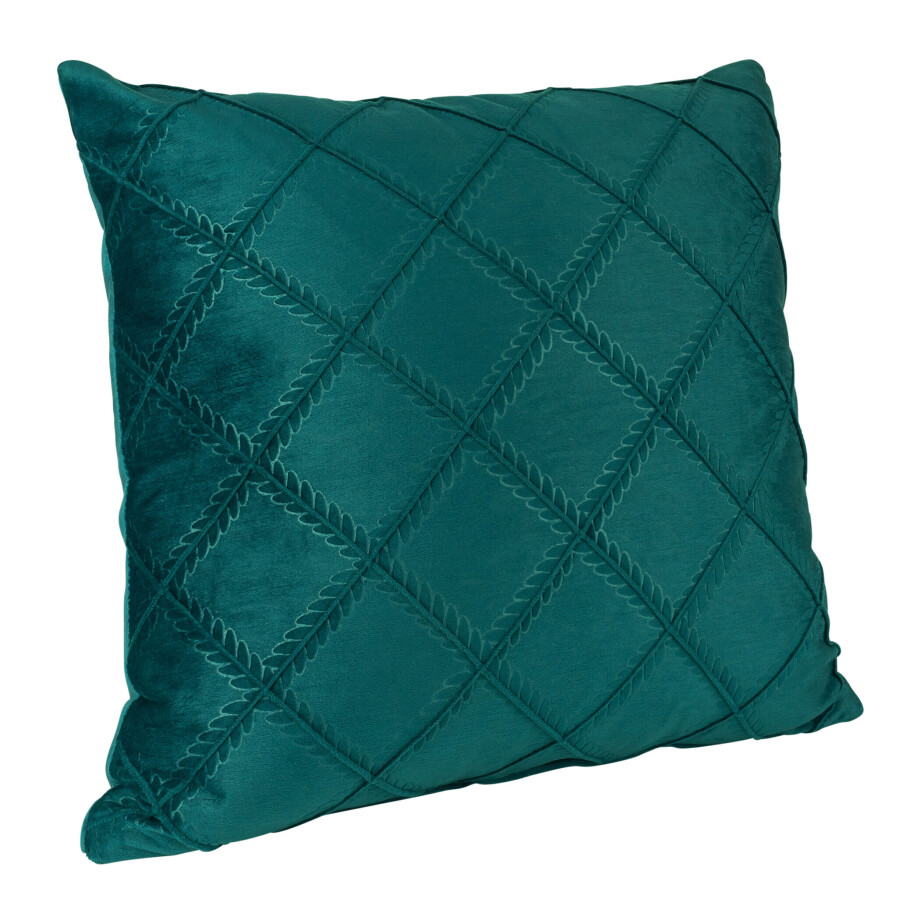 QUVIO Kussenhoes fluweel - Ruit patroon - 45 x 45 cm - Donkergroen QUVIO Kussenhoes fluweel - Ruit patroon - 45 x 45 cm - Donkergroen afbeelding 1