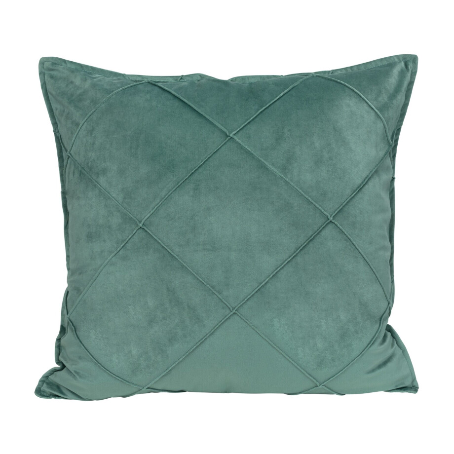 QUVIO Kussenhoes geruit - Fluweel - 50 x 50 cm - Eucalyptus groen afbeelding 1