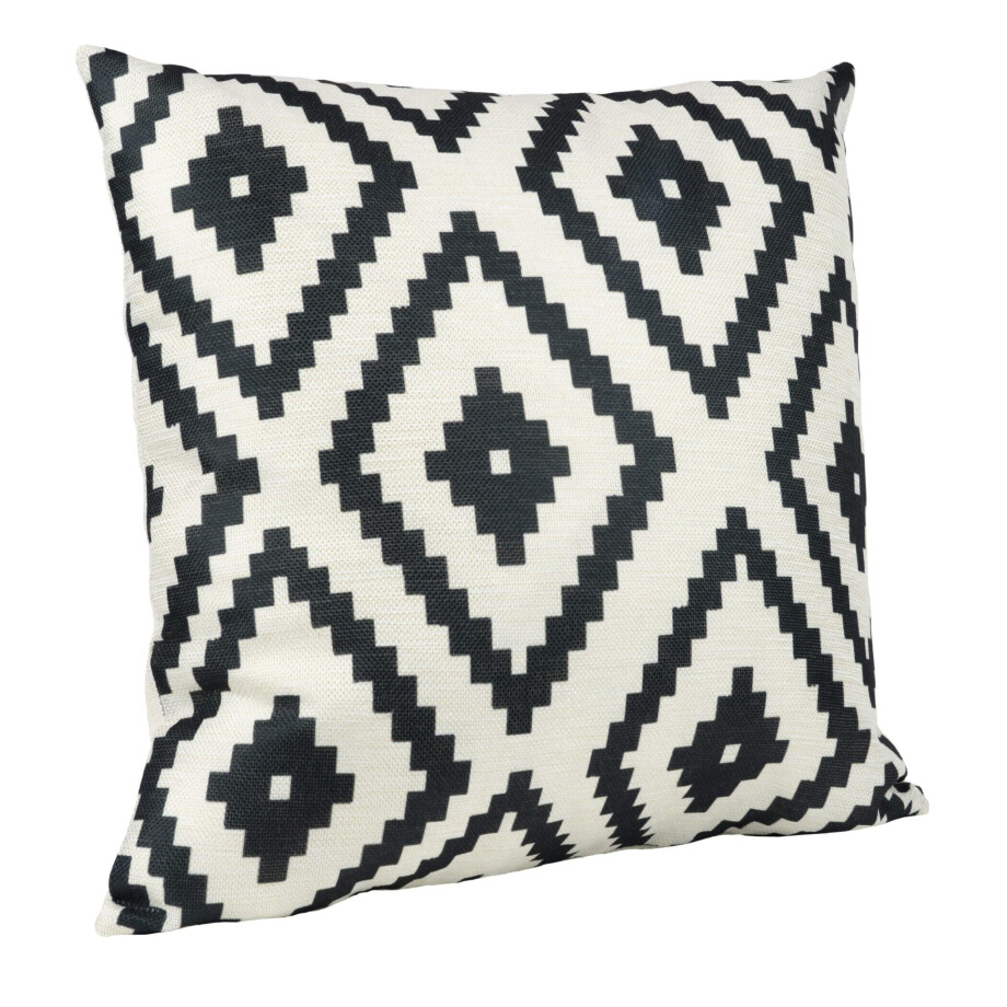 QUVIO Kussenhoes met geruit patroon - 45 x 45 cm - Zwart/Beige QUVIO Kussenhoes met geruit patroon - 45 x 45 cm - Zwart/Beige afbeelding 1