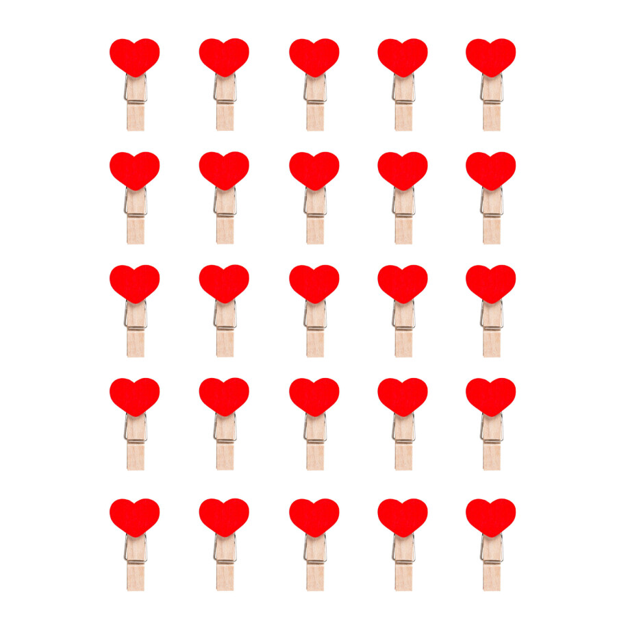 QUVIO Wasknijpers mini - 25 stuks - Hout - Rood afbeelding 1