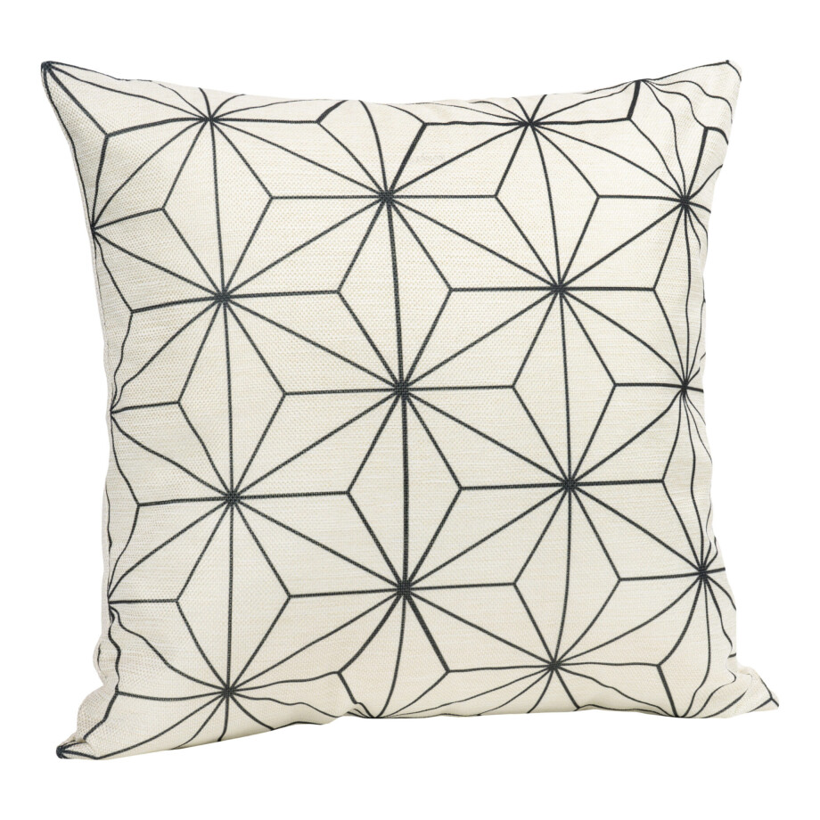 QUVIO Sierkussen met ster patroon - Gevuld - 45 x 45 cm - Zwart/Beige afbeelding 1