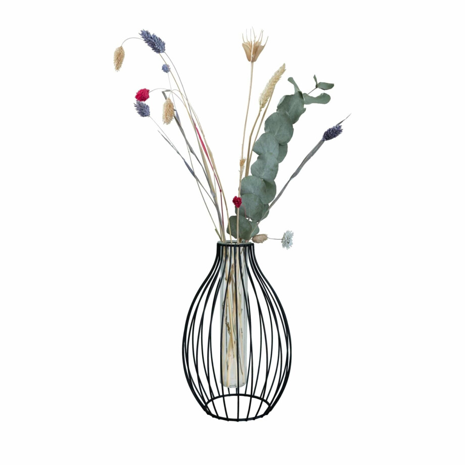 QUVIO Vaas met metalen spijlen - 15 x 23,5 cm afbeelding 1