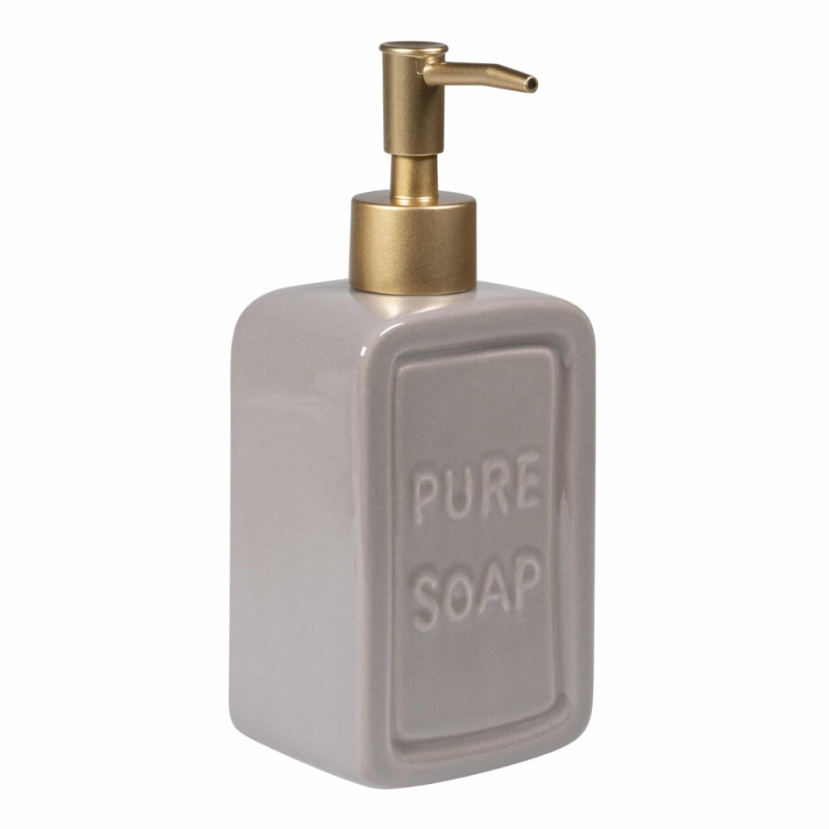 QUVIO Zeepdispenser - 470 ml - Grijs met goud QUVIO Zeepdispenser - 470 ml - Grijs met goud afbeelding 1