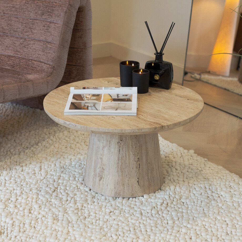 Sohome Ronde Salontafel 'Rachelle' Travertin, 70cm afbeelding 1