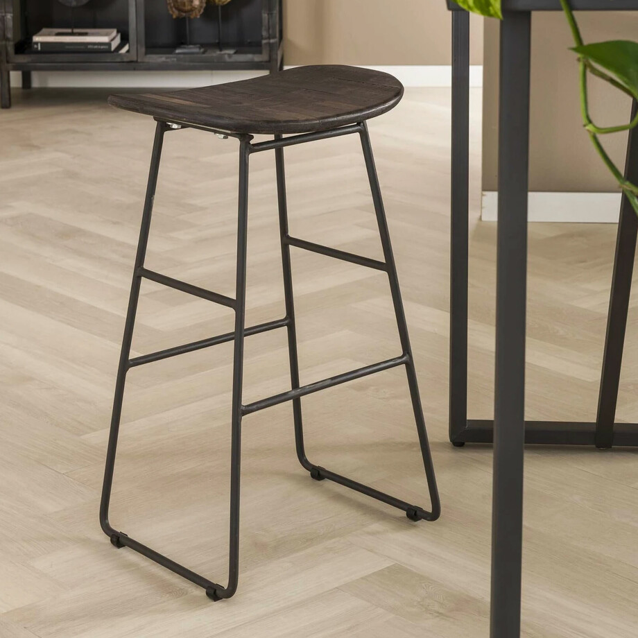 LifestyleFurn Barkruk 'Ramon' Teakhout (zithoogte 61cm) LifestyleFurn Barkruk 'Ramon' Teakhout (zithoogte 61cm) afbeelding 1