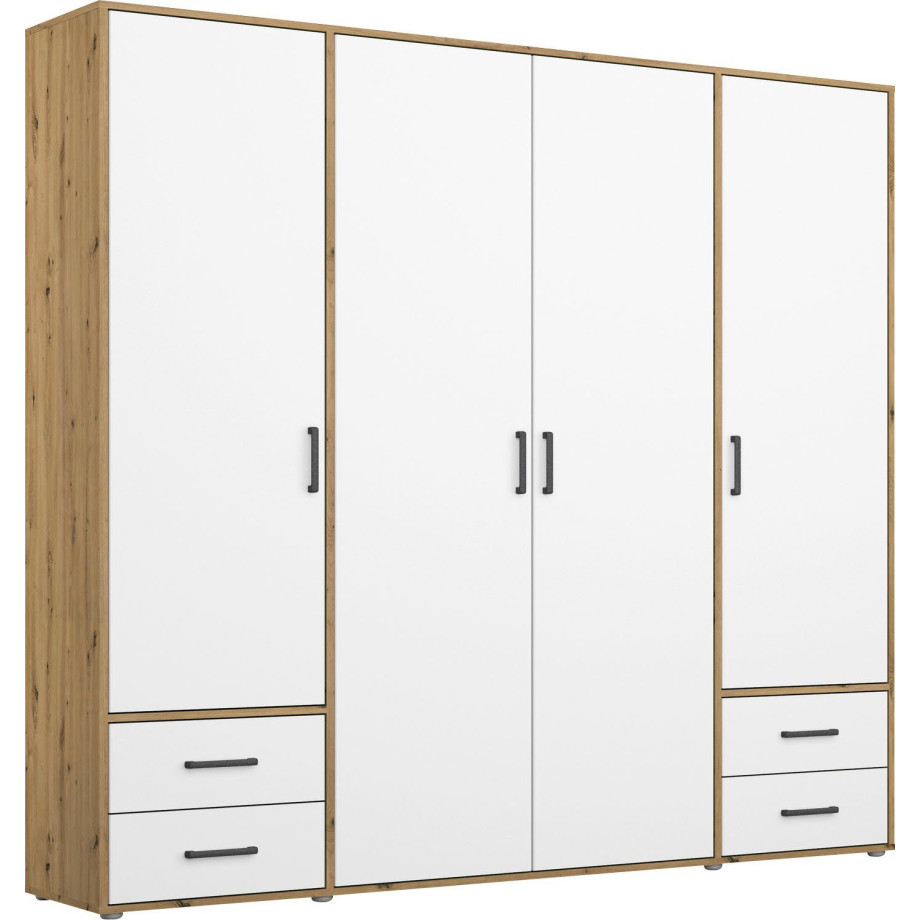 rauch Draaideurkast Voyager moderne grepen in grijs metallic met buitenlades made in germany afbeelding 1