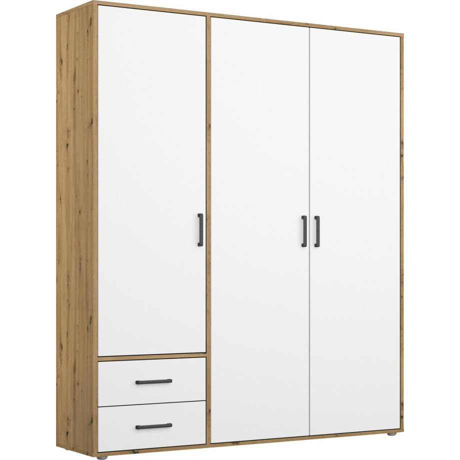 rauch Draaideurkast Voyager moderne grepen in grijs metallic met buitenlades made in germany afbeelding 1